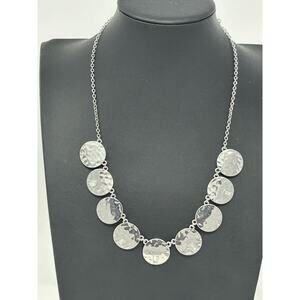 NWT Bancroft Silver Tone Disc Necklace with Clear Stones